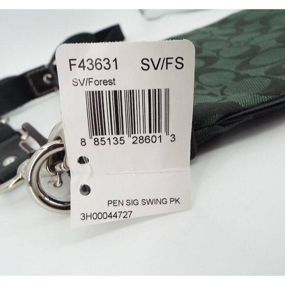 COACH Forest Green Pen Signature Swing Pack Crossbody Bag NWT - Picture 9 of 14